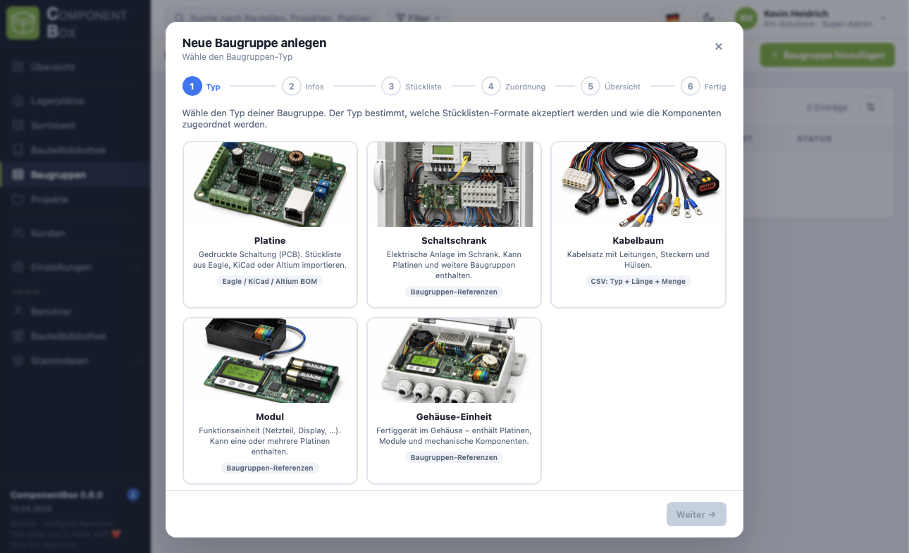 Neue Baugruppe anlegen